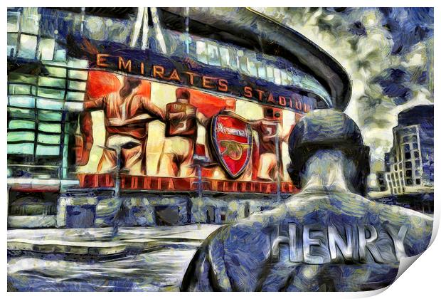 Thierry Henry Statue Emirates Stadium Art Print by David Pyatt