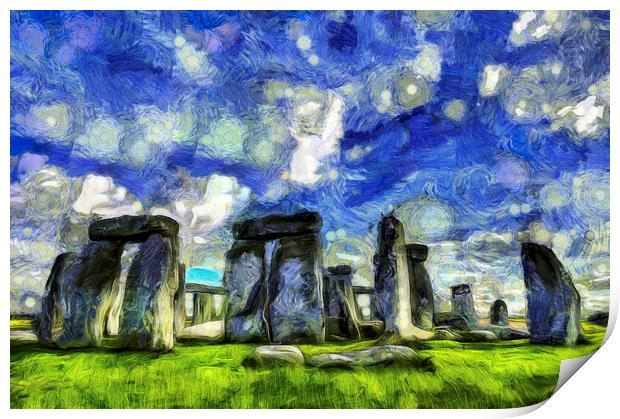 Stonehenge Vincent Van Gogh Print by David Pyatt