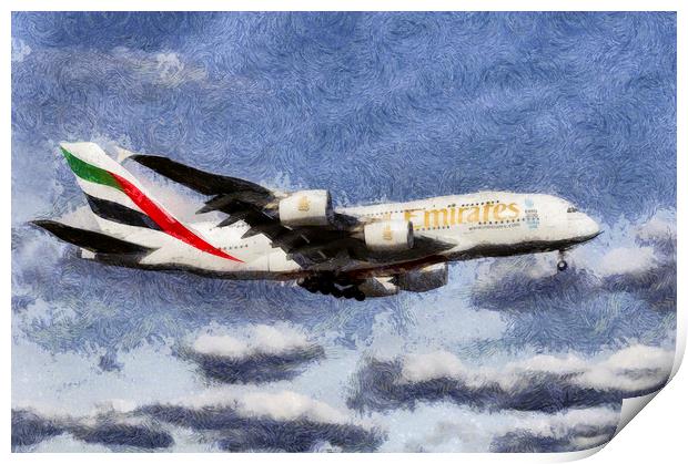 Emirates A380 Art  Print by David Pyatt