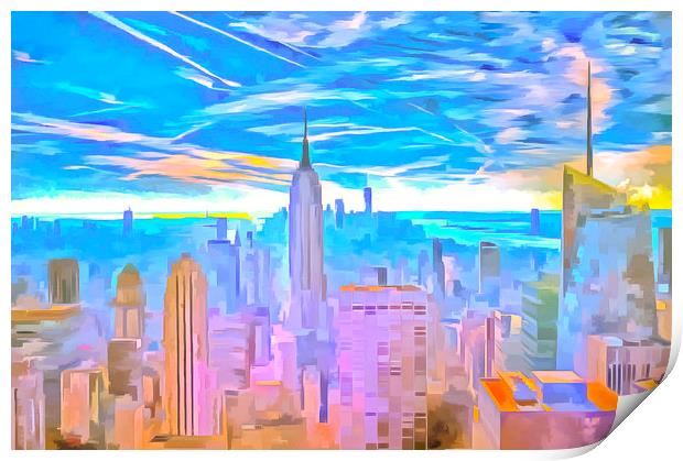 Manhattan Skyline Pop Art Print by David Pyatt