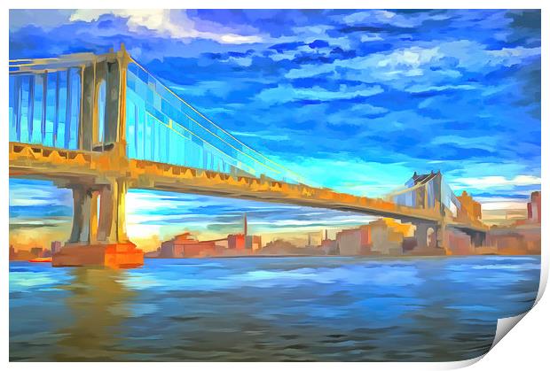 Manhattan Bridge Pop Art Print by David Pyatt