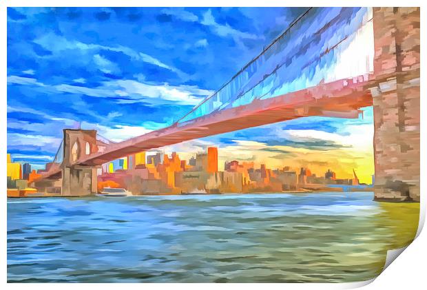 Brooklyn Bridge Pop Art Print by David Pyatt