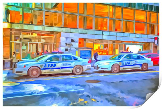 NYPD Cars Pop Art Print by David Pyatt