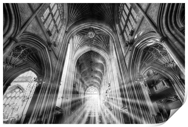 Bath Abbey Sun Rays Print by David Pyatt