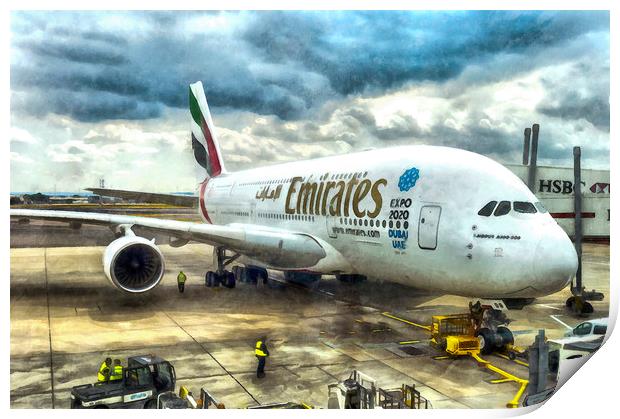 Emirates A380 Airbus Art Print by David Pyatt