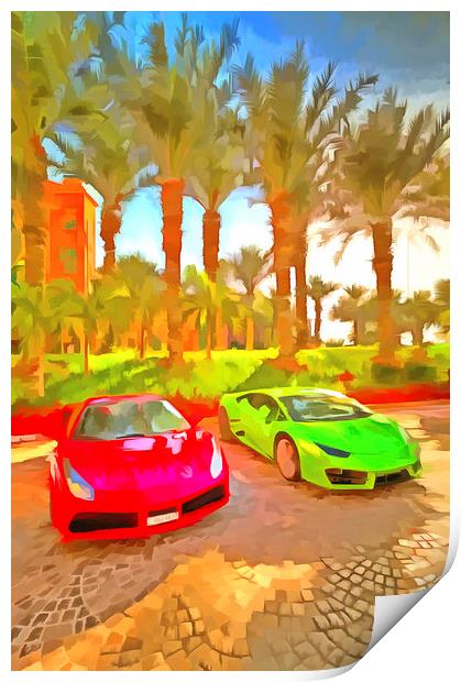 Dubai Super Cars Pop Art Print by David Pyatt