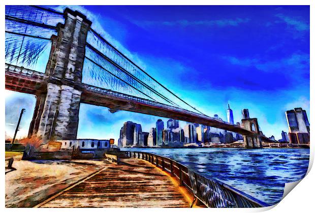 Brooklyn Bridge Art Print by David Pyatt