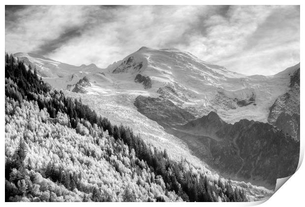Mont Blanc Monochrome Print by David Pyatt