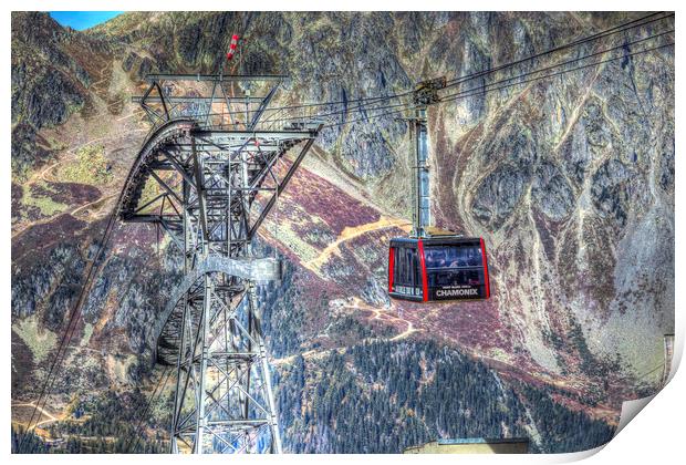 Mont Blanc Cable Car Print by David Pyatt