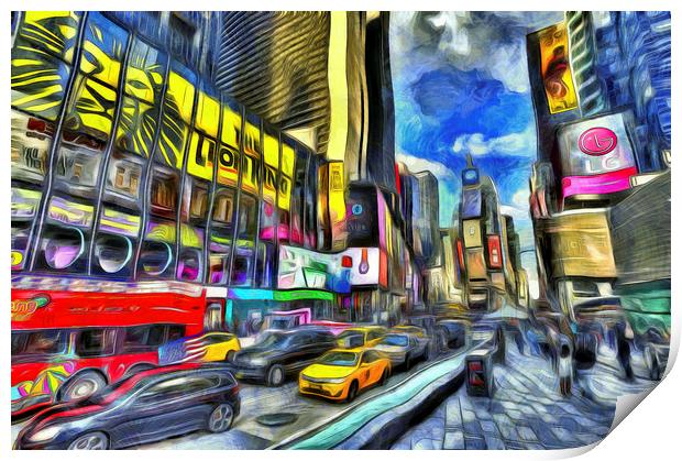 Times Square Van Gogh Print by David Pyatt