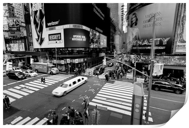 Stretch Limousine Times Square Print by David Pyatt