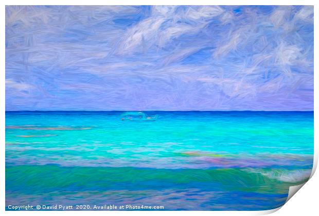 Caribbean Blue Sea Art Print by David Pyatt