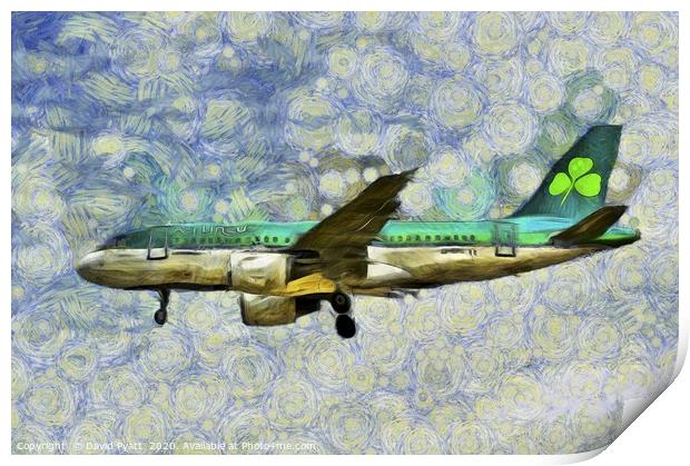 Van Gogh Aer Lingus Airbus A319 Print by David Pyatt