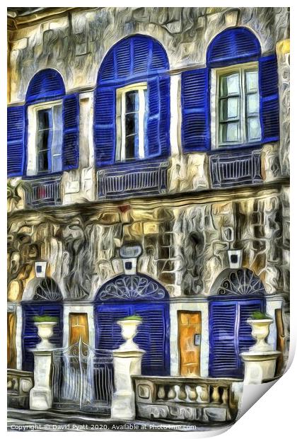 Maltese House Mdina Van Gogh Print by David Pyatt