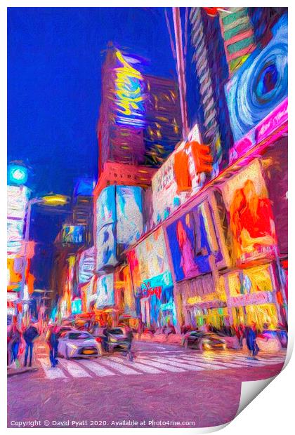 Times Square Night Art Print by David Pyatt