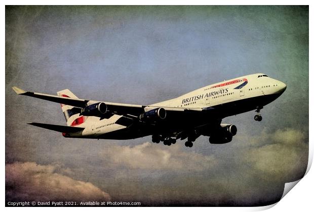 British Airways Boeing 747 Vintage Print by David Pyatt