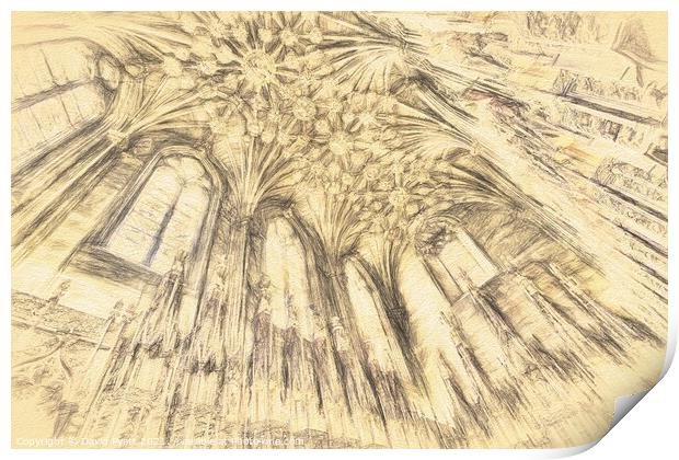 Edinburgh Cathedral Sketch Art         Print by David Pyatt