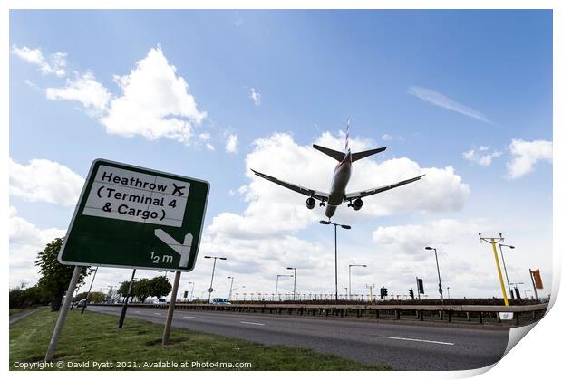 Heathrow Flight Path Sign Print by David Pyatt
