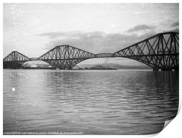 Forth Bridge Vintage Monochrome Print by Lee Osborne