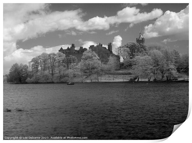 Linlithgow Loch, Palace and Church - Infrared  Print by Lee Osborne