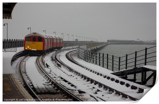 Ryde Pier in the Snow Print by Lee Osborne