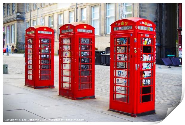 Royal Mile Phone Boxes 3 Print by Lee Osborne