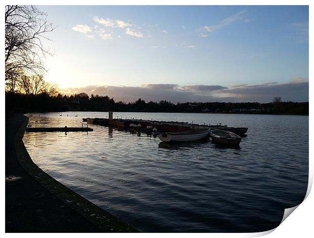 Sunset on Linlithgow Loch Print by Lee Osborne