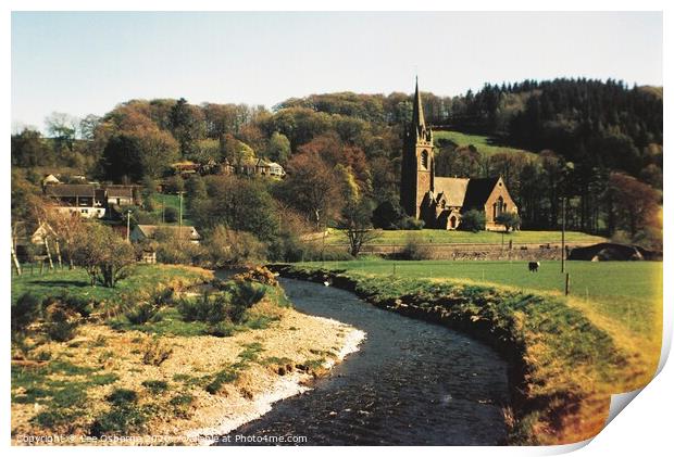 Parish Church and River, Stow, Scottish Borders Print by Lee Osborne