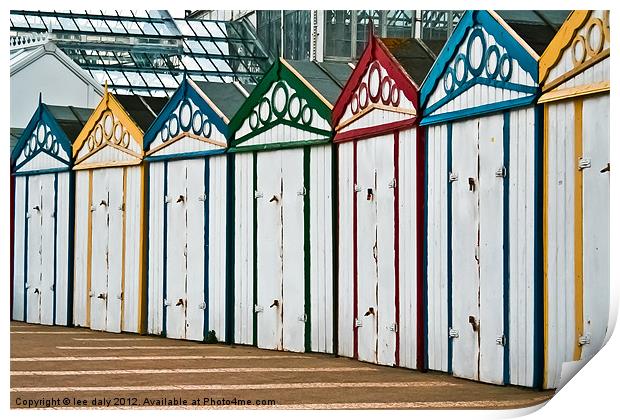 Beach Huts Print by Lee Daly