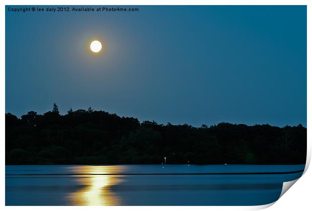 Moon rise over Wroxham Broads Print by Lee Daly