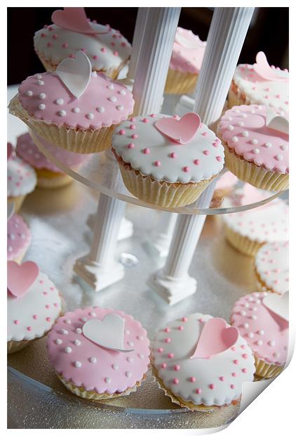 Pink and White Cup Cakes Print by Karen McGrath
