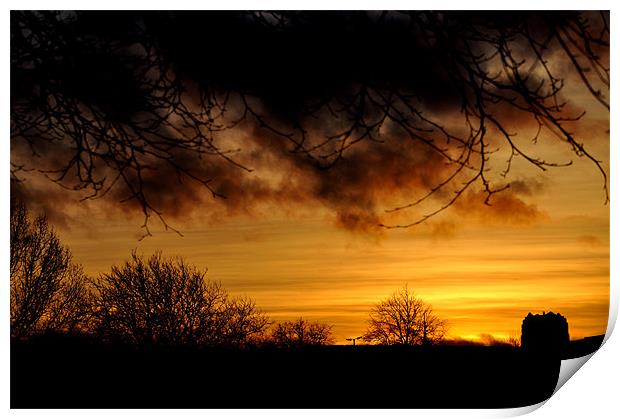 fiery skies Print by sue davies