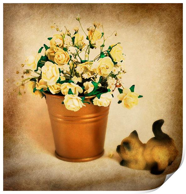  flower bucket Print by sue davies