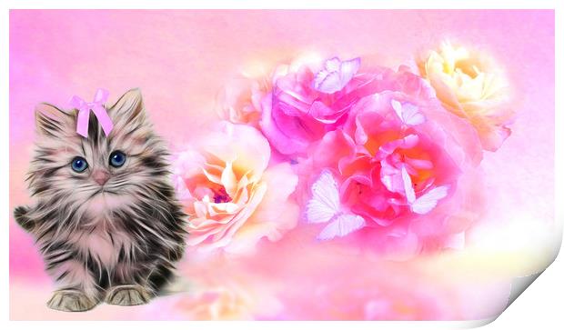 kitty cute Print by sue davies