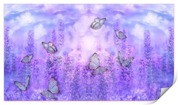 butterflies and flowers Print by sue davies