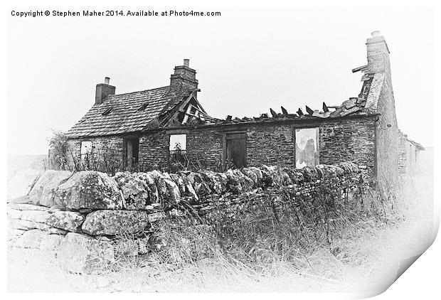 Ruined Farmhouse Sketch Print by Stephen Maher
