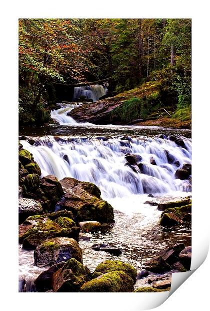  Autumn waterfall Print by jane dickie