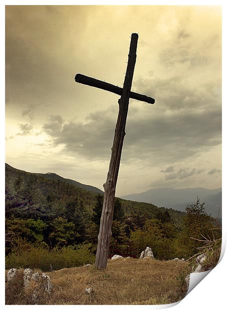 Ancient Timber Cross, Tuscany's Crown Print by Graham Parry