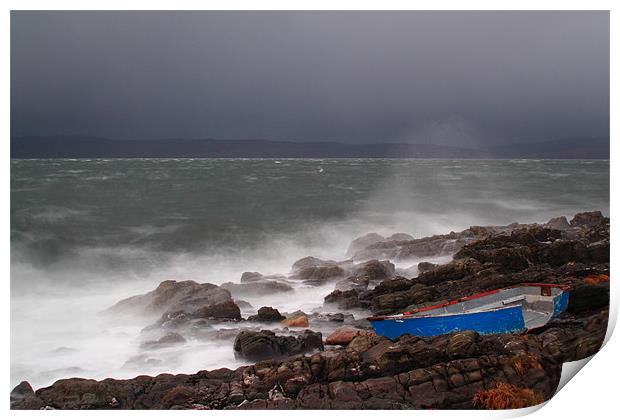 Boat in a storm Print by Jill Bain