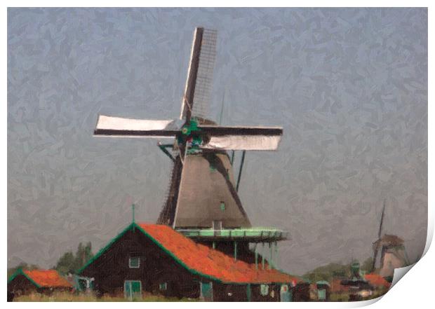 Windmills, a Pastel Print by Thomas Grob