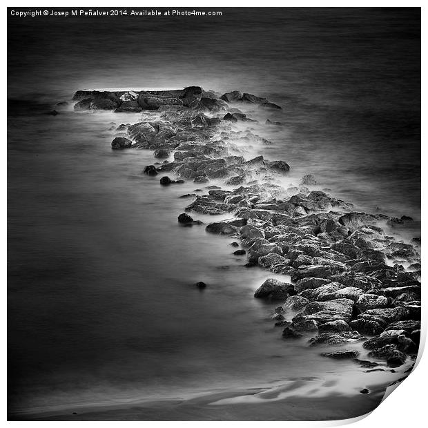 Breakwater on beach Print by Josep M Peñalver