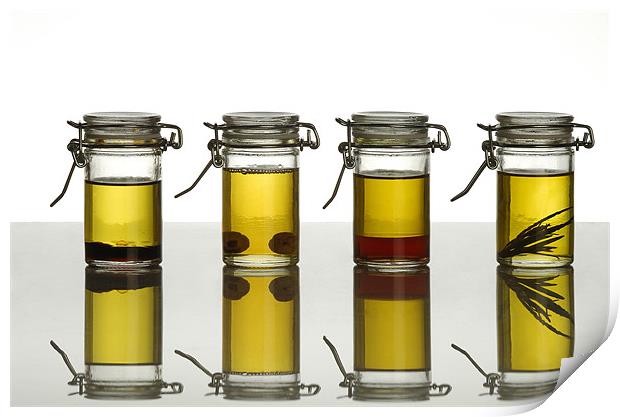 aromatic olive oils over white Print by Josep M Peñalver