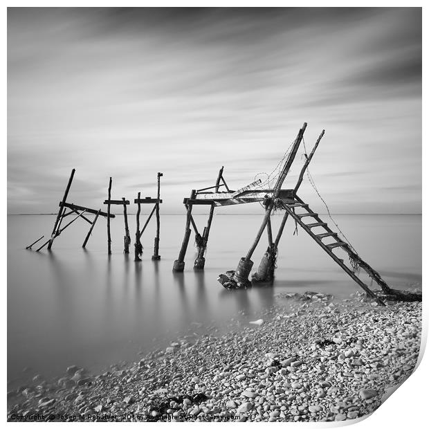 Destroyed Fishing hut, Marsilly, France Print by Josep M Peñalver