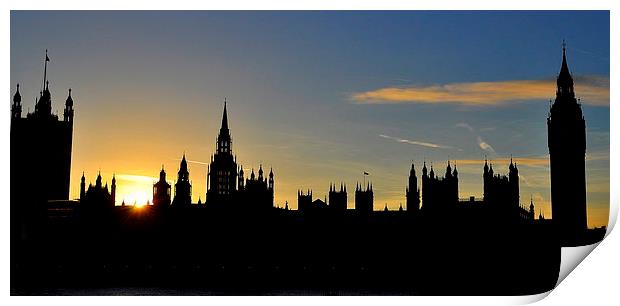  Houses of Parliament at sunset Print by Oliver Firkins
