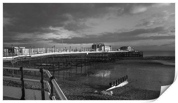 Worthing Pier Black And White Print by Clive Eariss