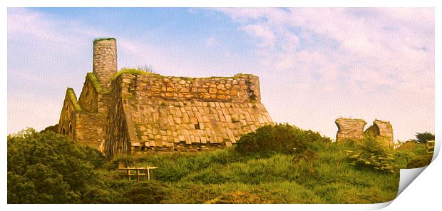 Ruin Tin Mines Cornwall Print by Clive Eariss