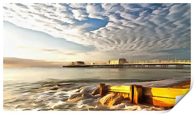 Worthing Pier And Beach Print by Clive Eariss