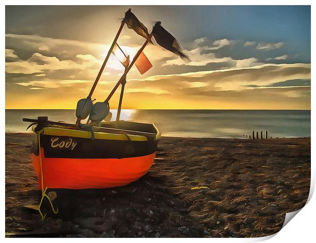 Little Fishing Boat Worthing Print by Clive Eariss