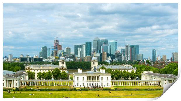 Greenwich University And Canary Wharf Print by Clive Eariss