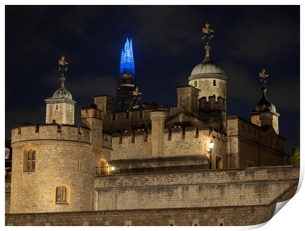 Tower Of London and Shard Print by Clive Eariss